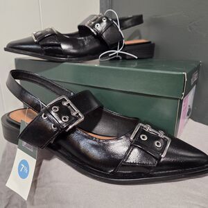 NIB Wild Fable Peyton Flats Double Buckle Slingback Womens Sz 7.5 Whitchy Goth